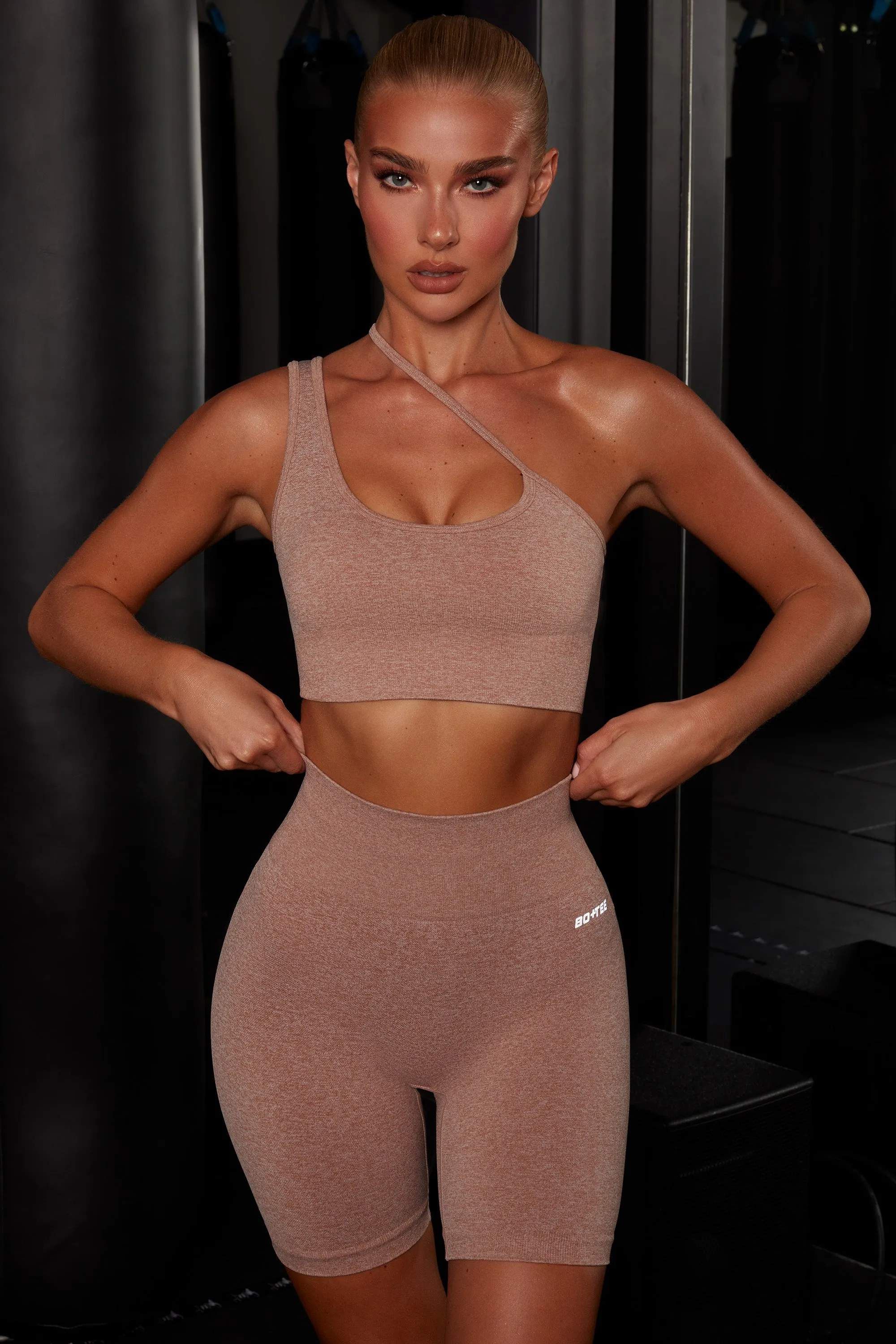 Seamless Asymmetric Crop Top in Brown sold by Oh Polly product image thumbnail 4