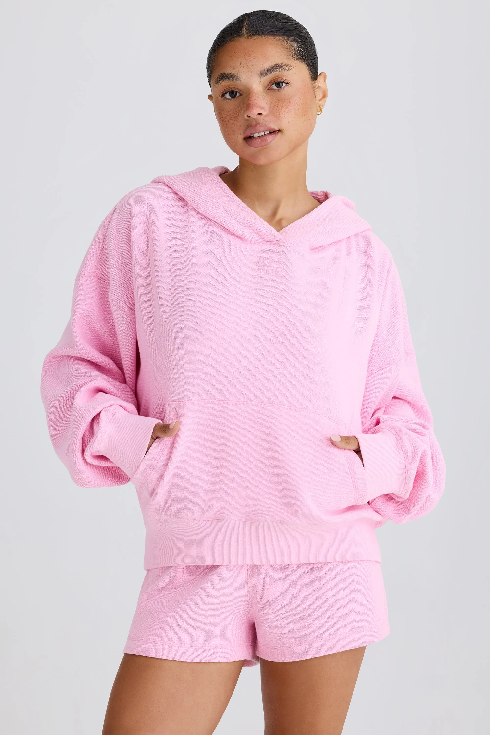 Textured Cotton Jersey Graphic Print Hoodie in Bubblegum Pink sold by Oh Polly product image thumbnail 2