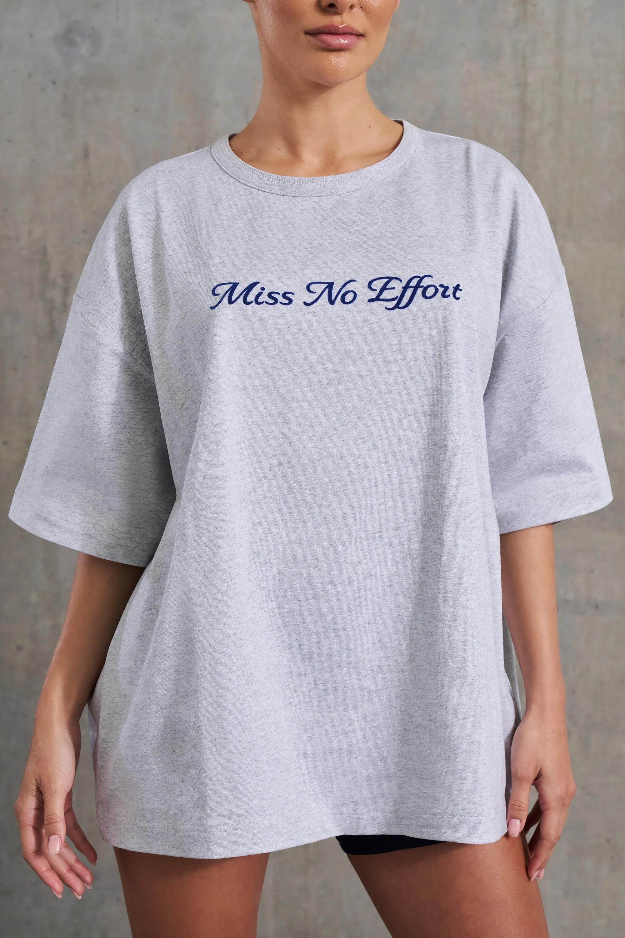 Oversized Slogan T-Shirt in Heather Grey sold by Oh Polly product image thumbnail 4