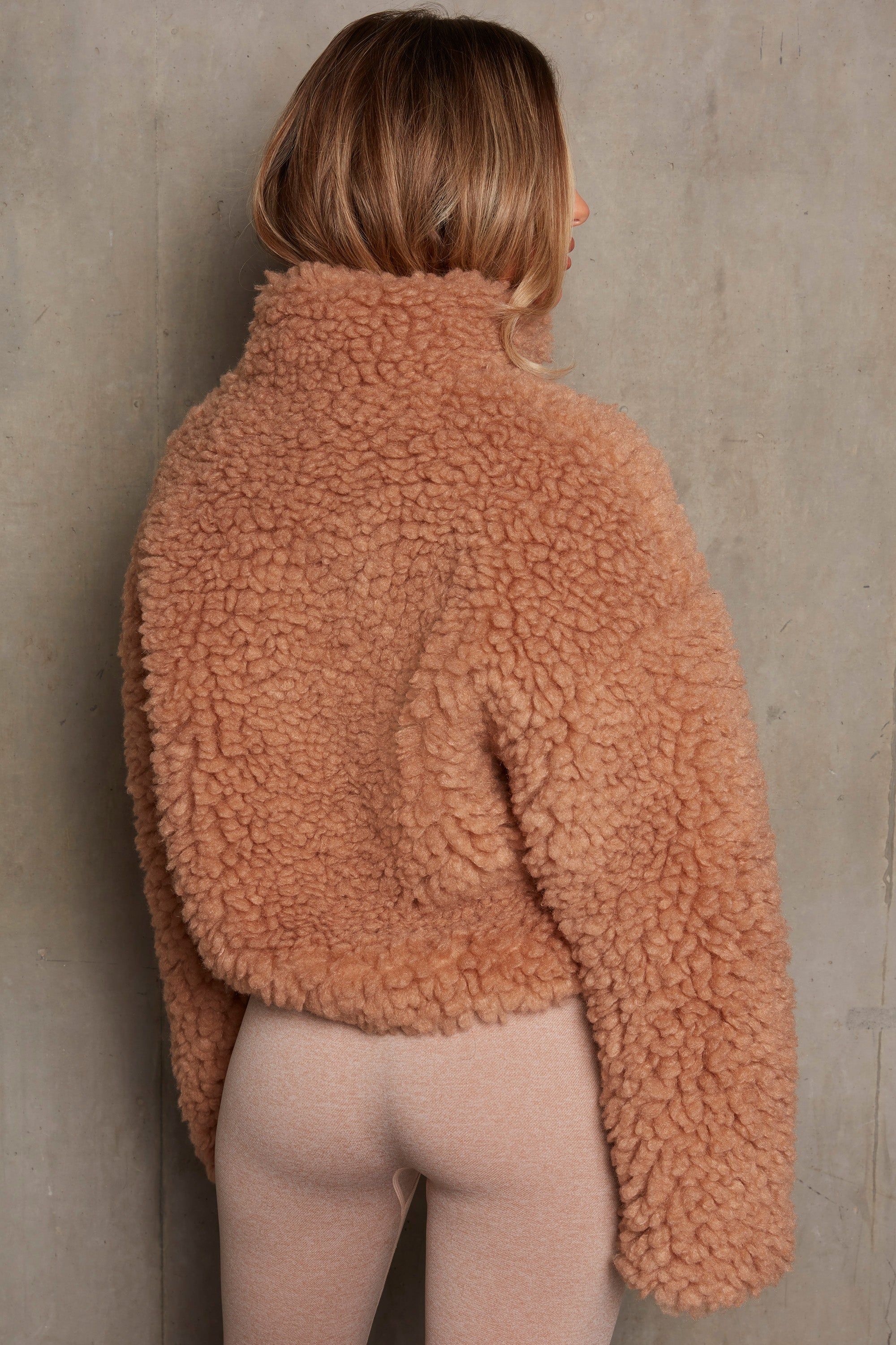Oversized Boucle Teddy Coat in Camel sold by Oh Polly product image thumbnail 3
