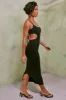Ruched Cut Out Midi Dress in Black sold by Oh Polly