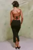 Ruched Cut Out Midi Dress in Black sold by Oh Polly