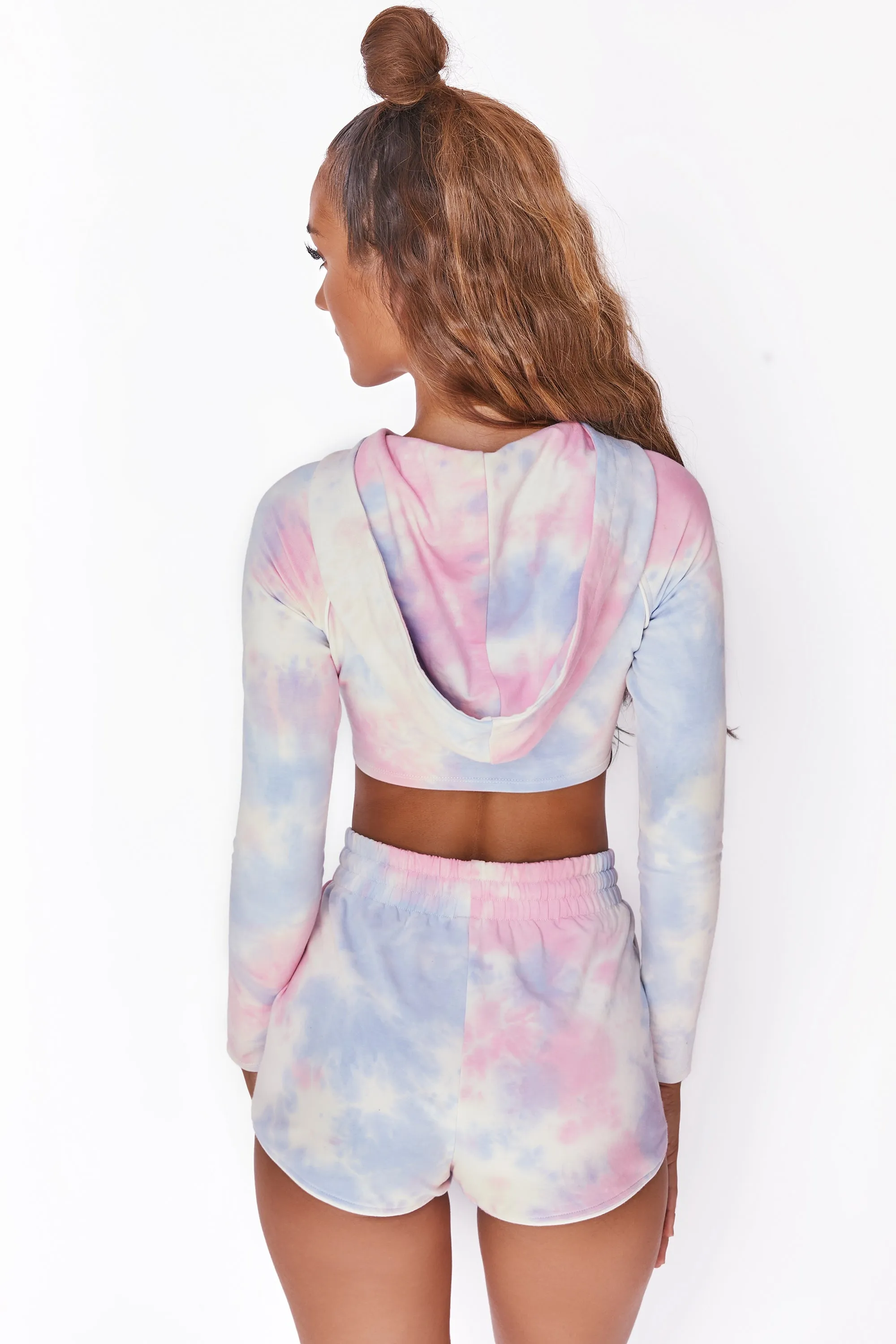 New Goals Cropped Ruched Hoodie in Tie Dye sold by Oh Polly product image thumbnail 2