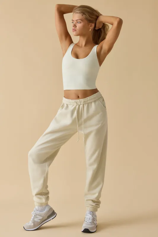 Petite Mid-Rise Joggers in Bone made by Oh Polly