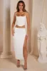 Satin Thigh High Split Maxi Skirt in White sold by Oh Polly