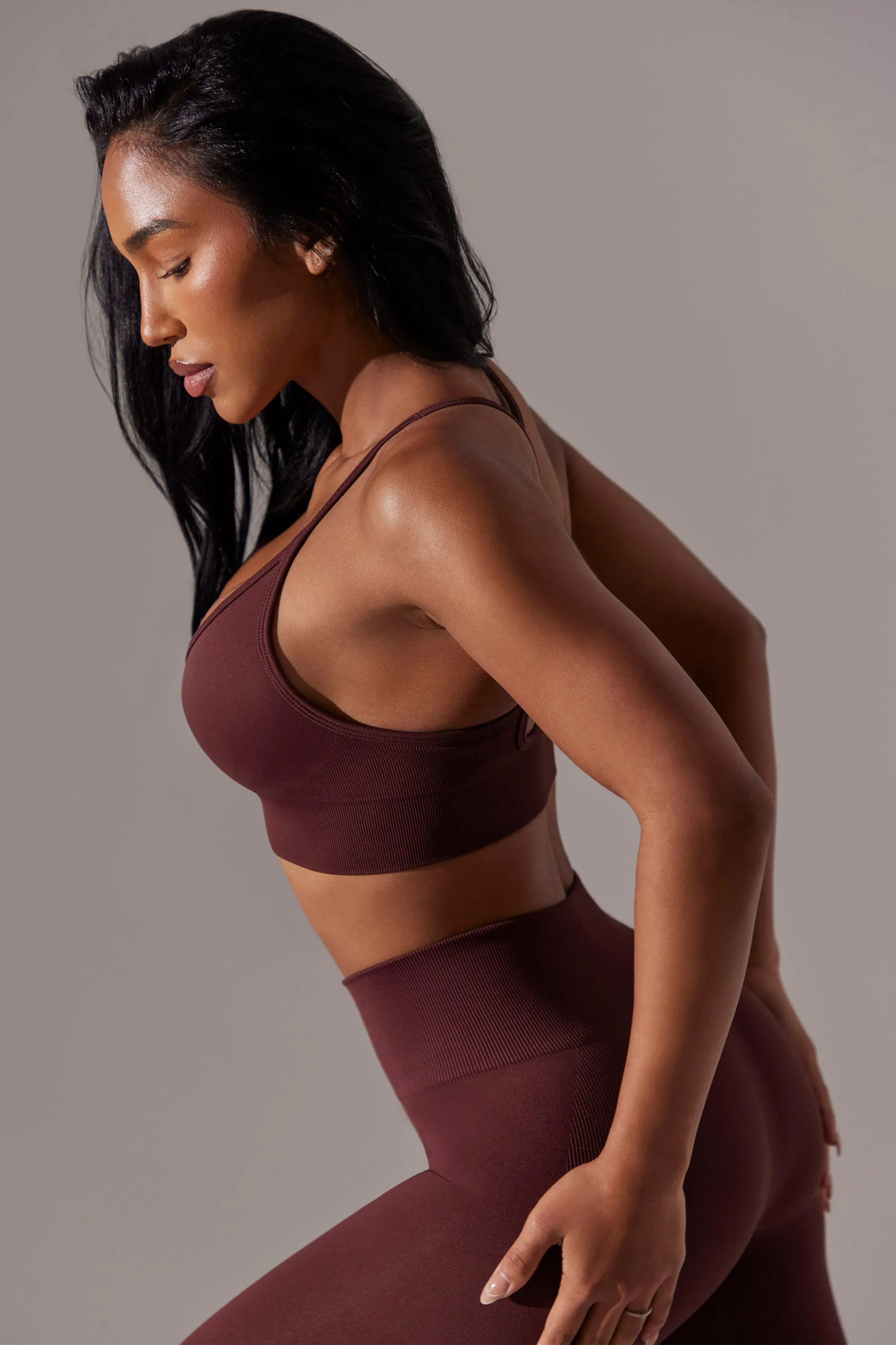 Scoop Neck Multi Strap Sports Bra in Burgundy sold by Oh Polly product image thumbnail 3