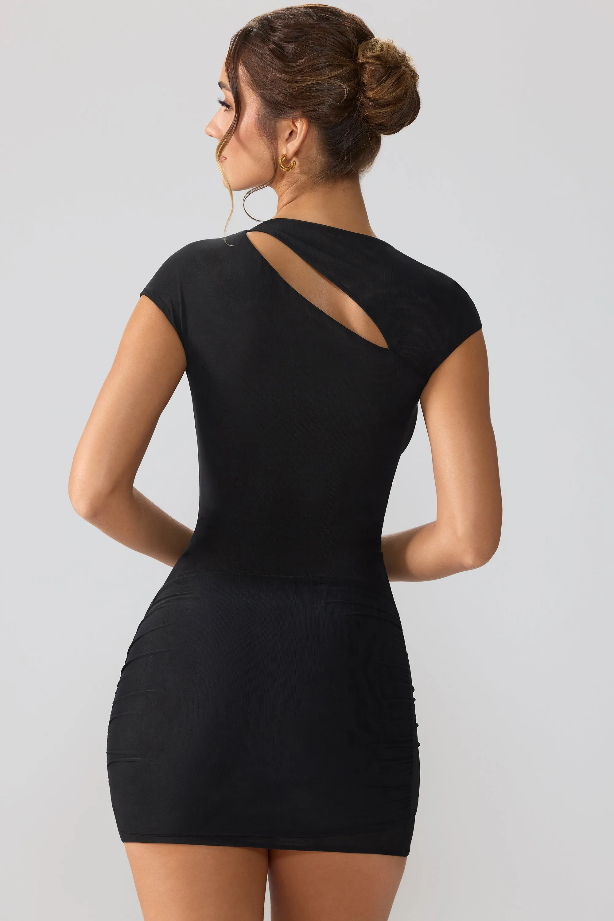 Mesh Cap Sleeve Cut Out Mini Dress in Black sold by Oh Polly product image thumbnail 2