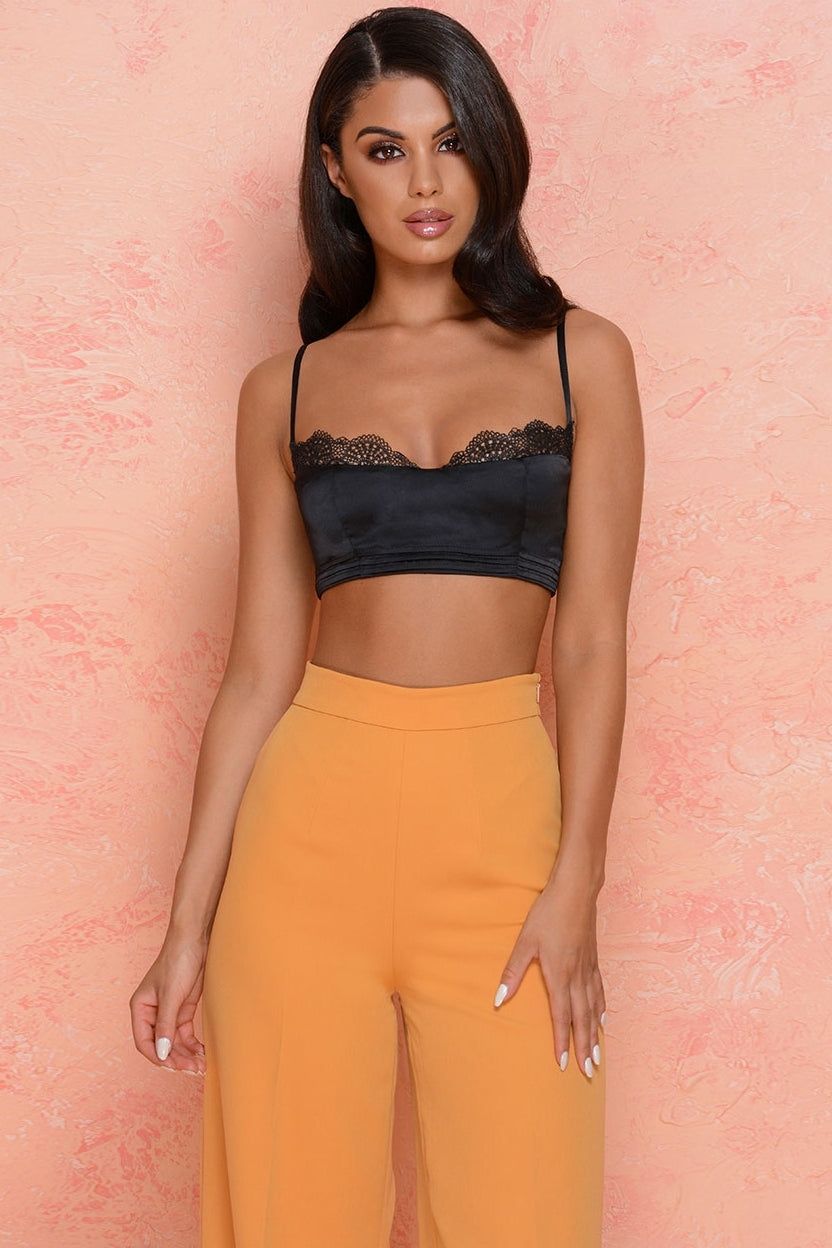 Push Your Luck Underwired Satin Crop Top in Black sold by Oh Polly product image thumbnail 5