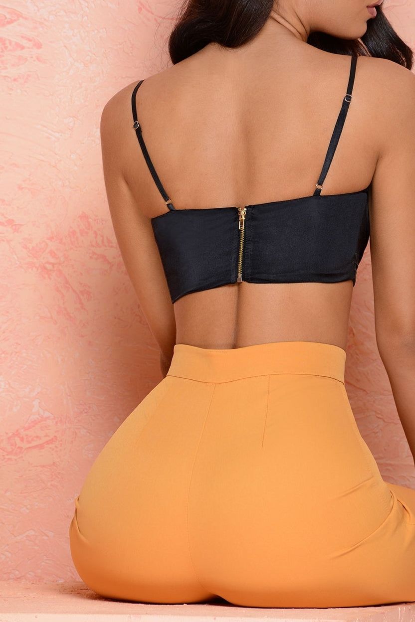 Push Your Luck Underwired Satin Crop Top in Black sold by Oh Polly product image thumbnail 6