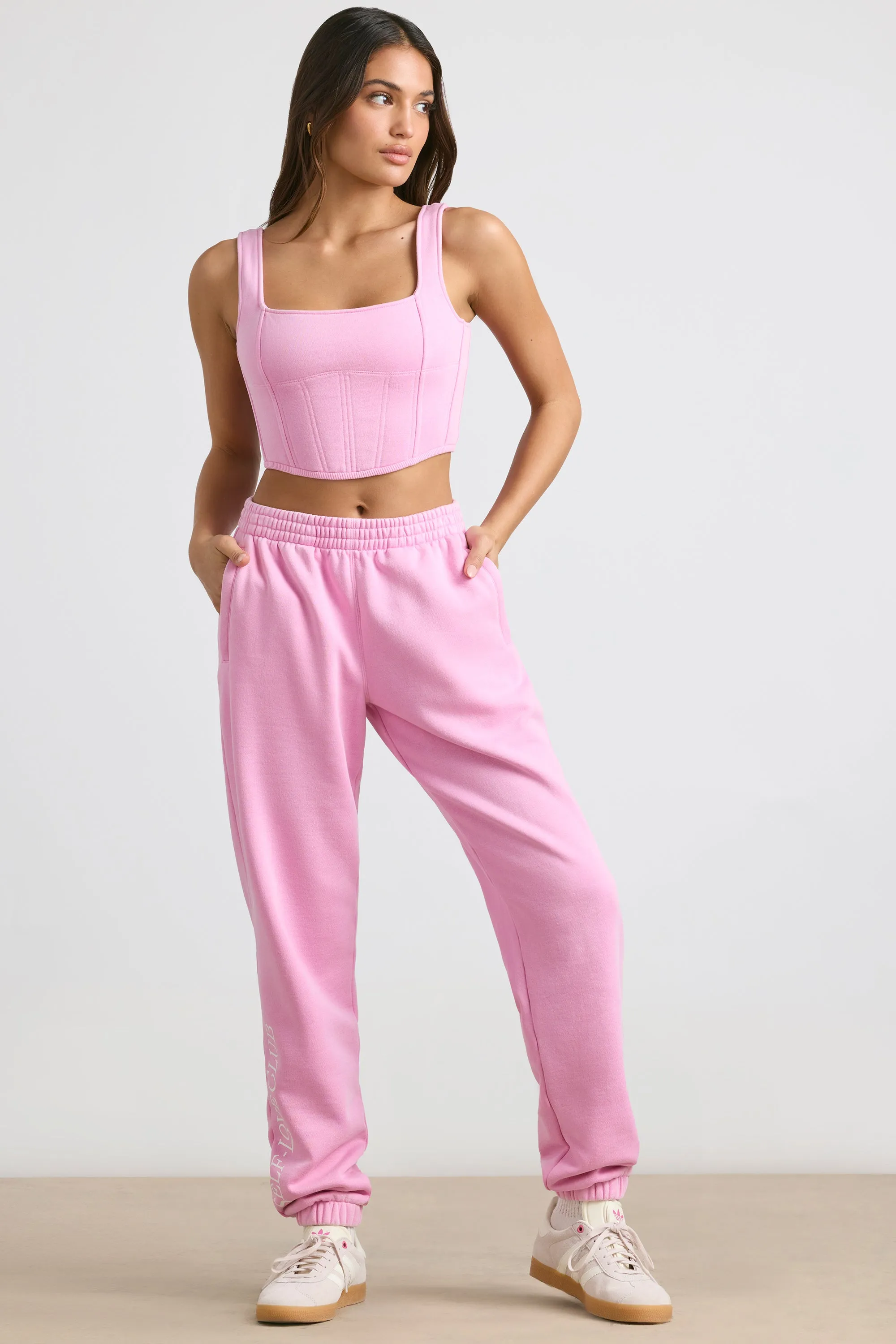 Brushed Jersey Oversized Joggers in Bubblegum Pink sold by Oh Polly
