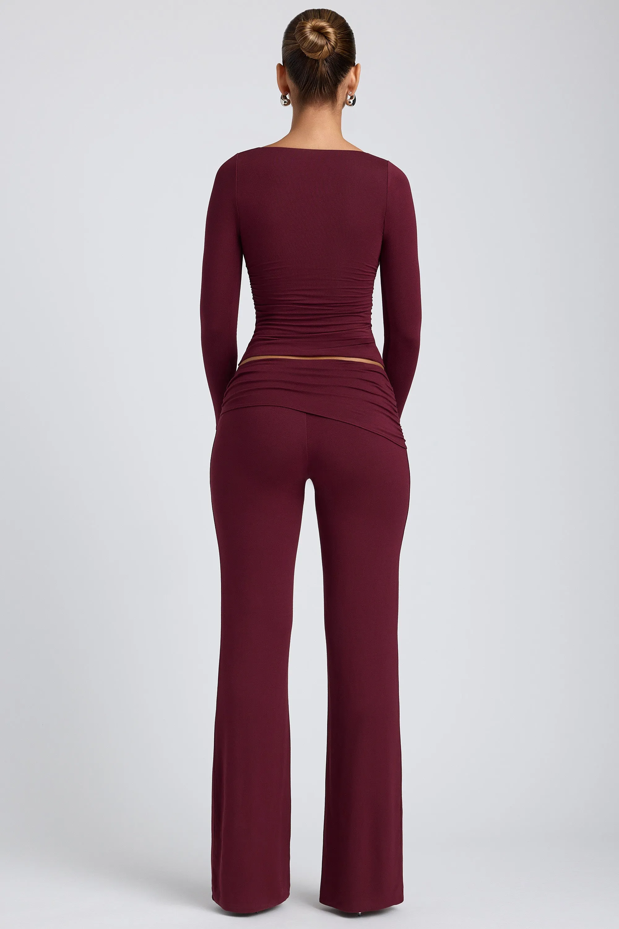 Mid-Rise Straight-Leg Trousers in Plum sold by Oh Polly product image thumbnail 2