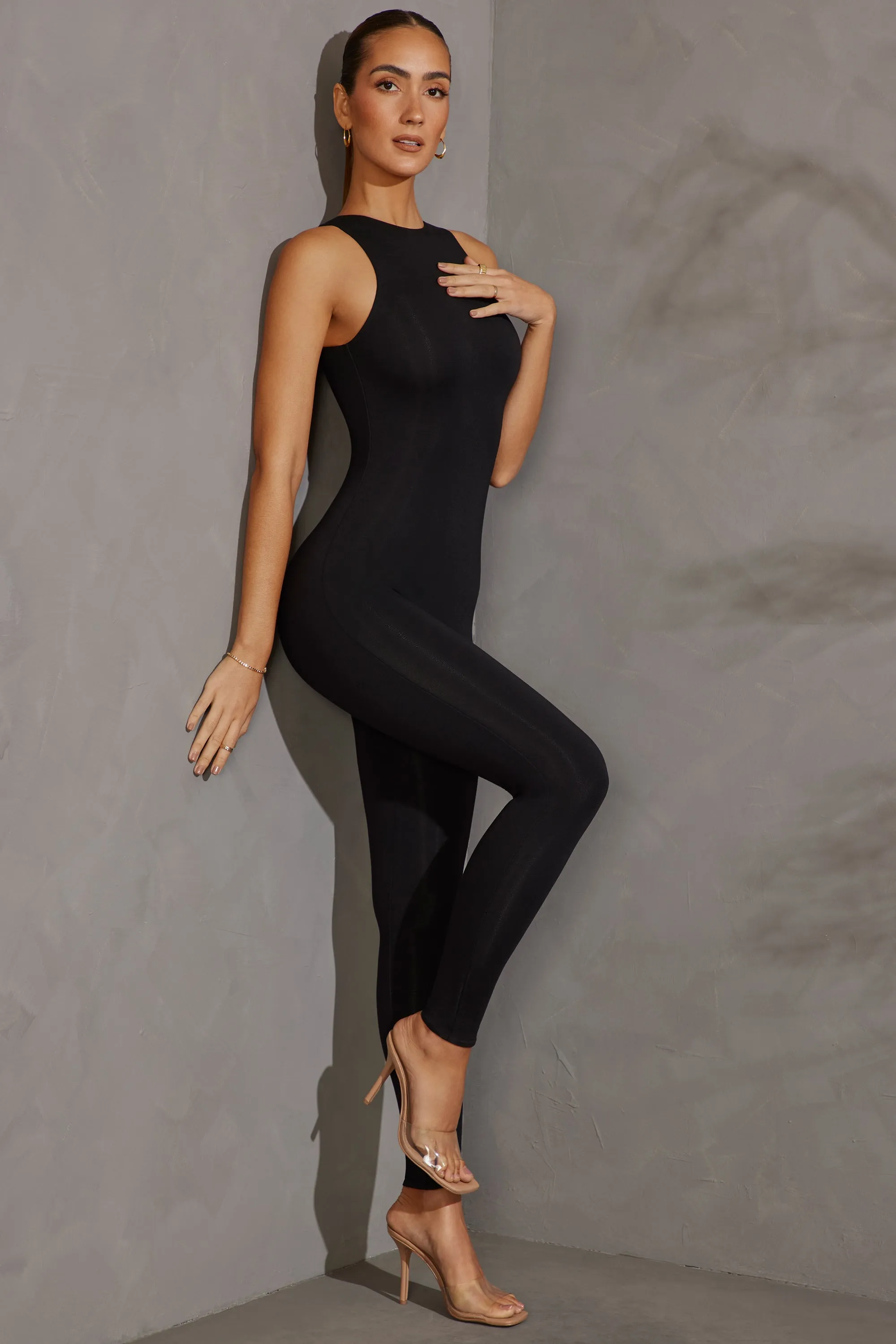Racer Neck Jumpsuit in Black sold by Oh Polly product image thumbnail 5