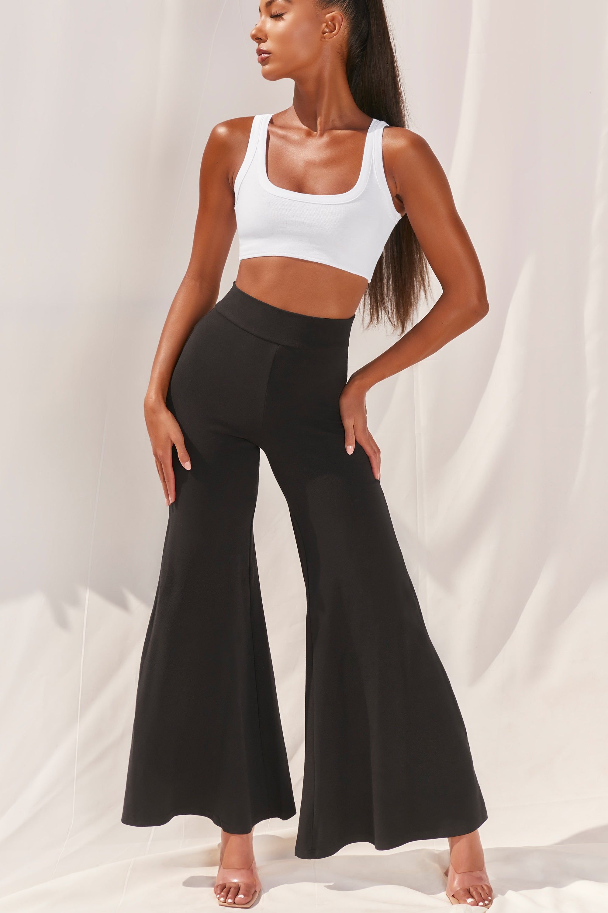 Cutting A Fine Figure Flared Trousers in Black sold by Oh Polly product image thumbnail 4