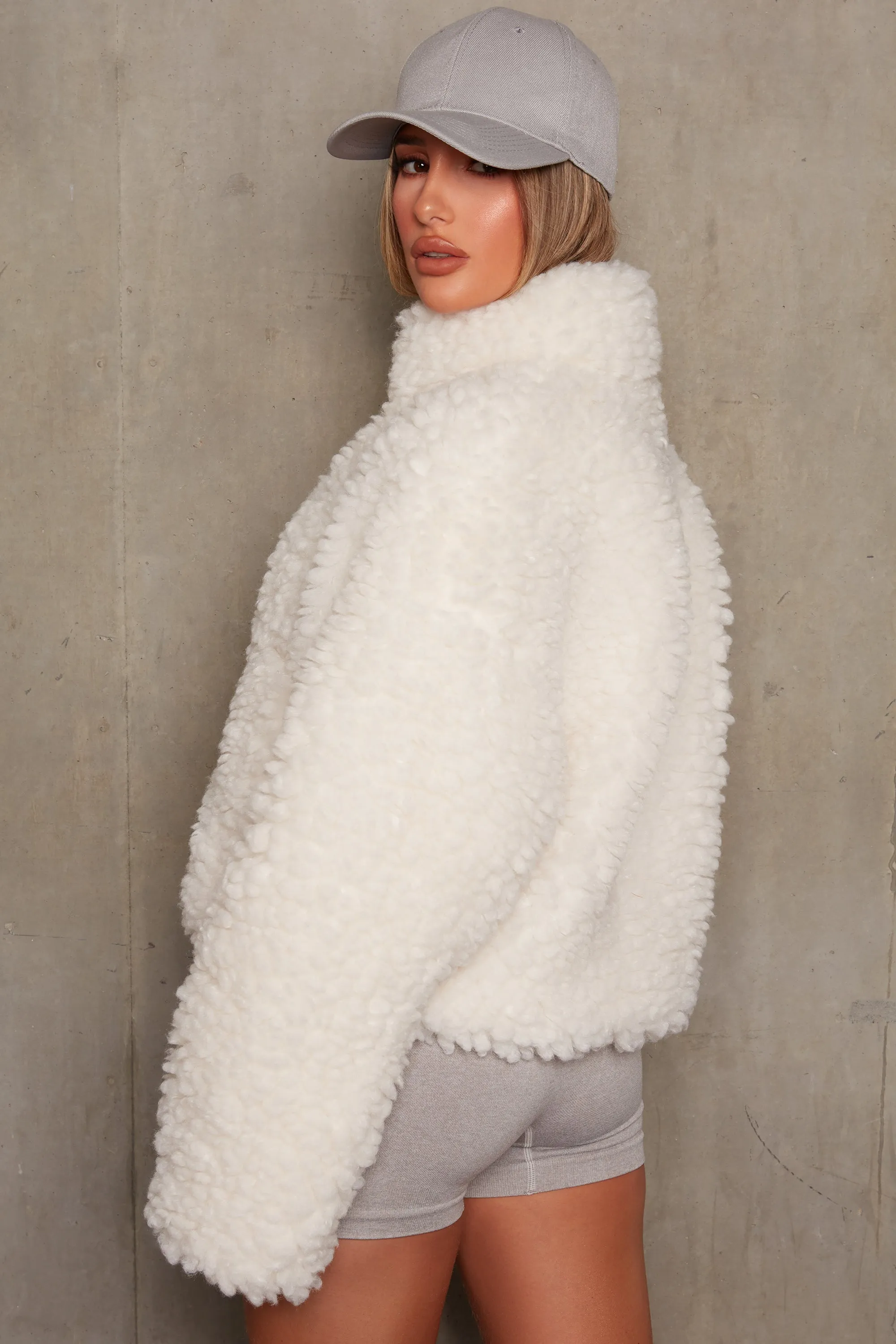 Oversized Boucle Teddy Coat in Ivory sold by Oh Polly product image thumbnail 3
