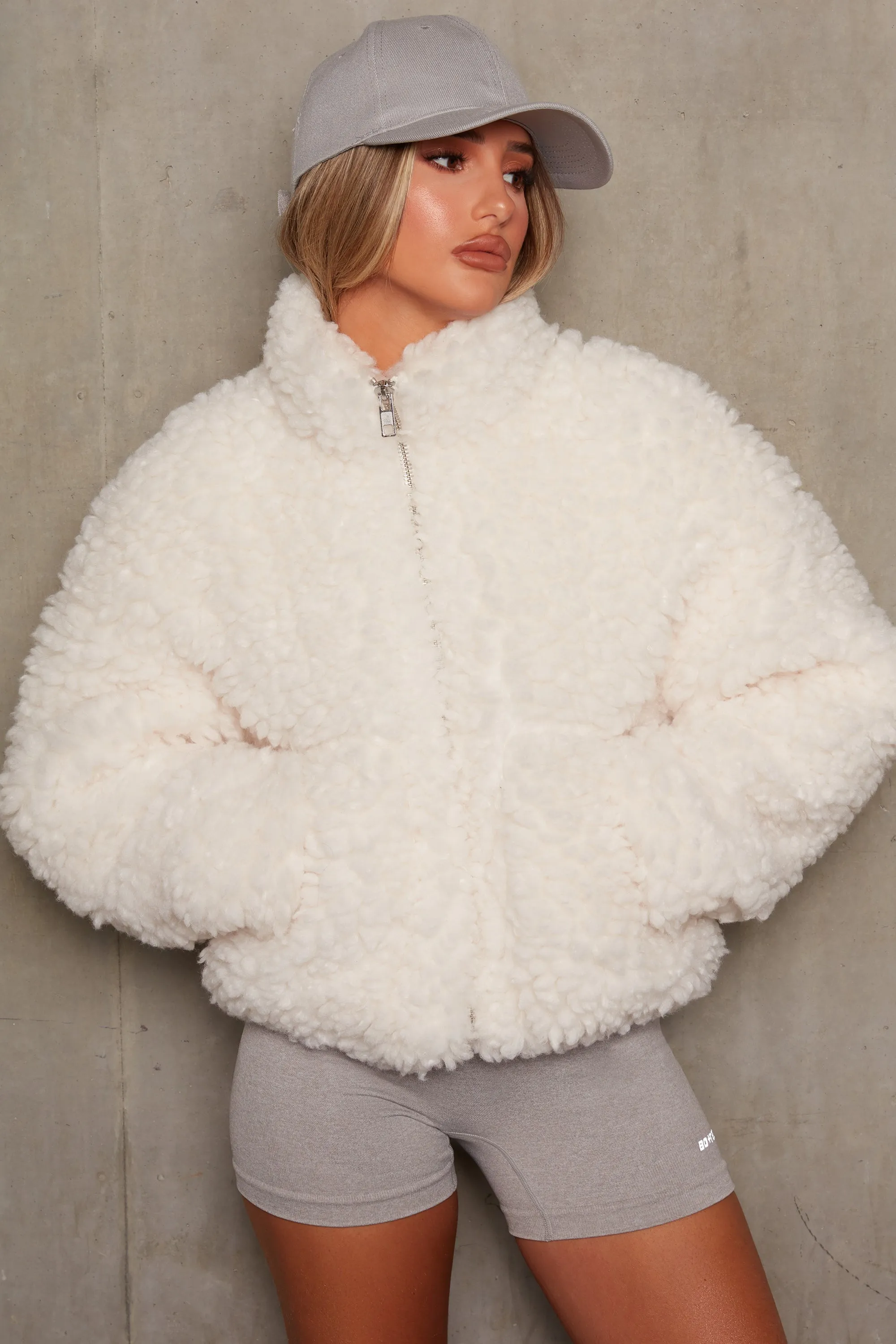 Oversized Boucle Teddy Coat in Ivory sold by Oh Polly product image thumbnail 4