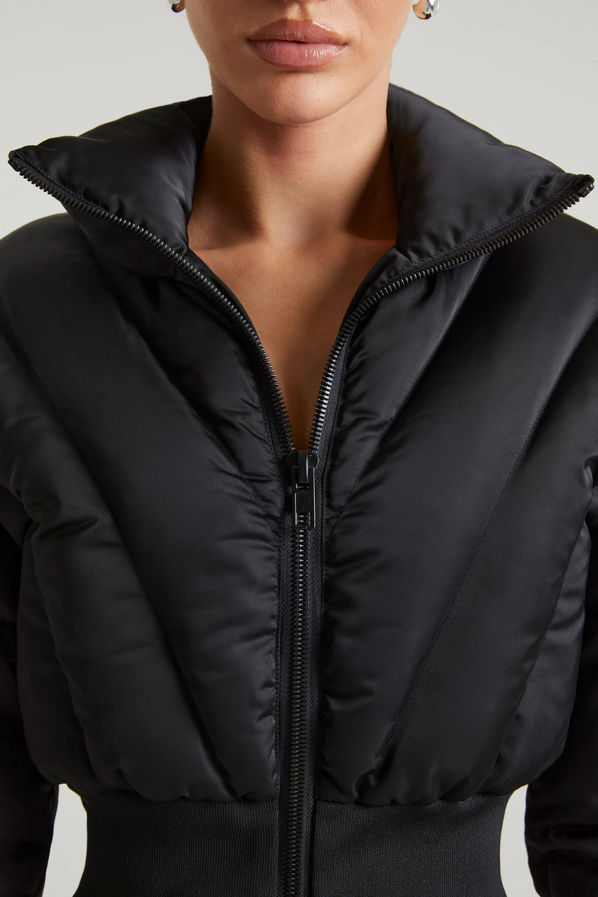 Ribbed Puffer Jacket in Black sold by Oh Polly product image thumbnail 4