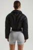 Ribbed Puffer Jacket in Black sold by Oh Polly