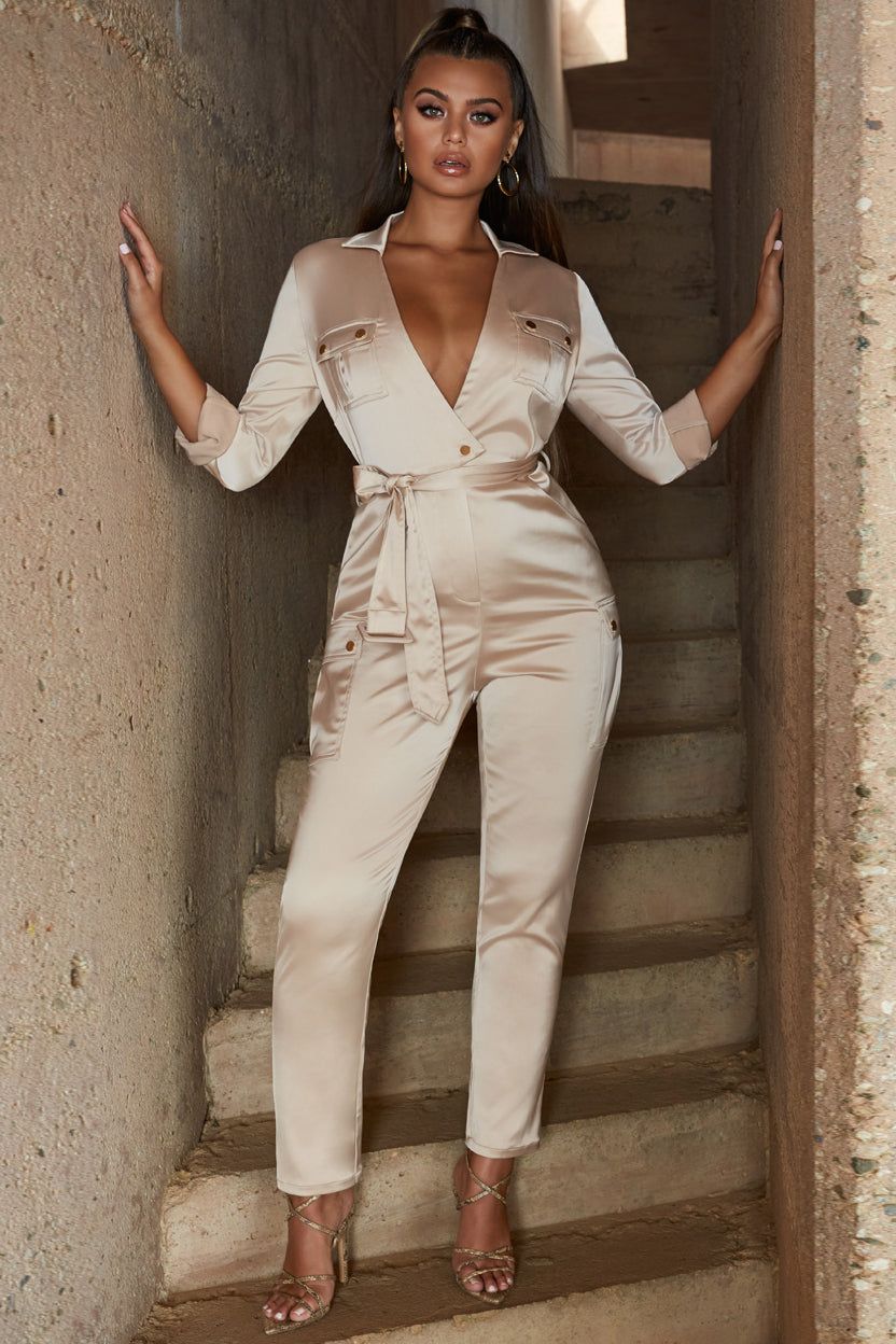 Jump The Gun Satin Jumpsuit in Gold sold by Oh Polly product image thumbnail 3