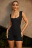 Open Back Scoop Neck Unitard in Black sold by Oh Polly