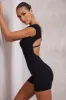 Open Back Scoop Neck Unitard in Black sold by Oh Polly