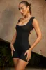 Open Back Scoop Neck Unitard in Black sold by Oh Polly