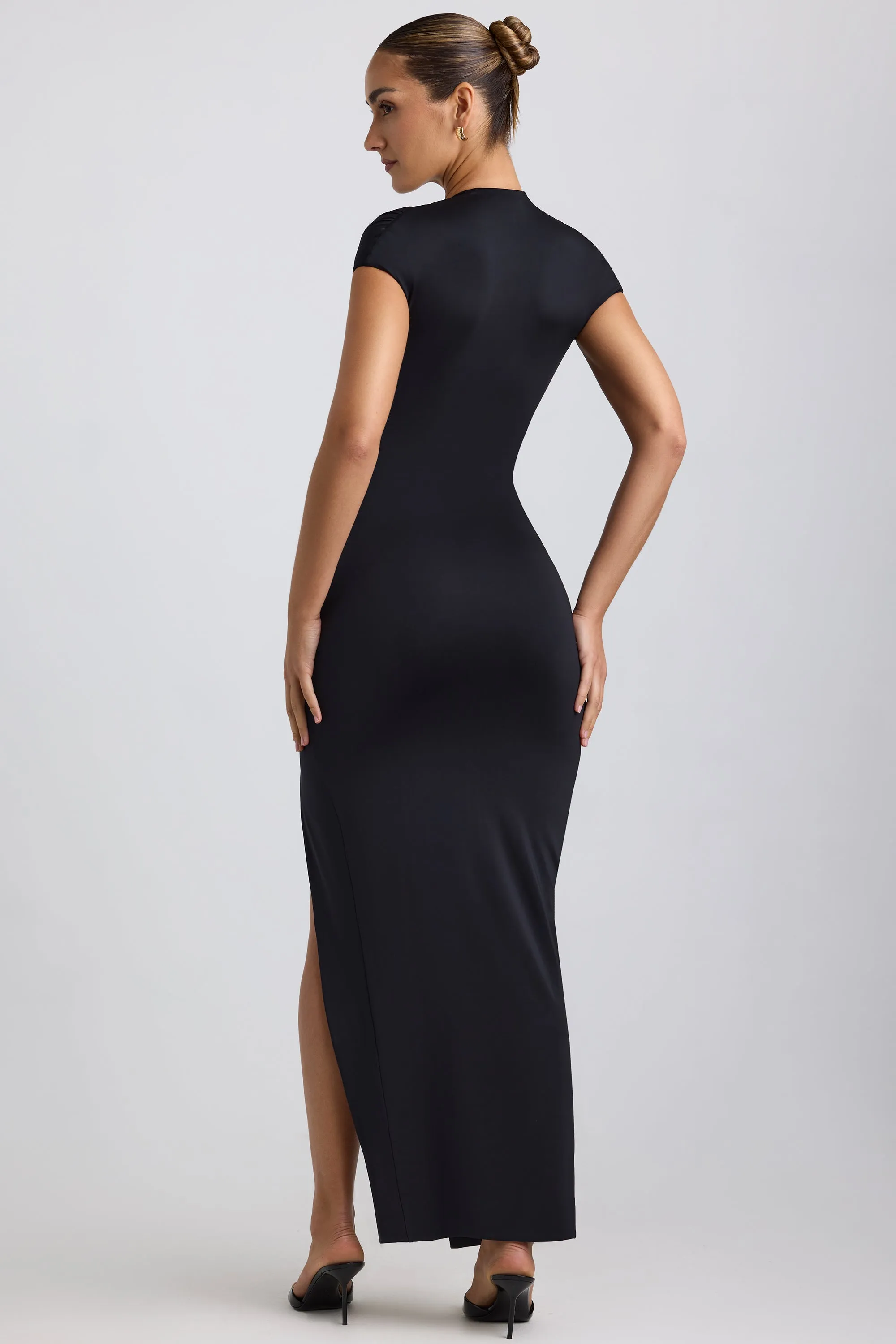 Slinky Jersey Plunge Hardware Detail Maxi Dress in Black sold by Oh Polly product image thumbnail 2