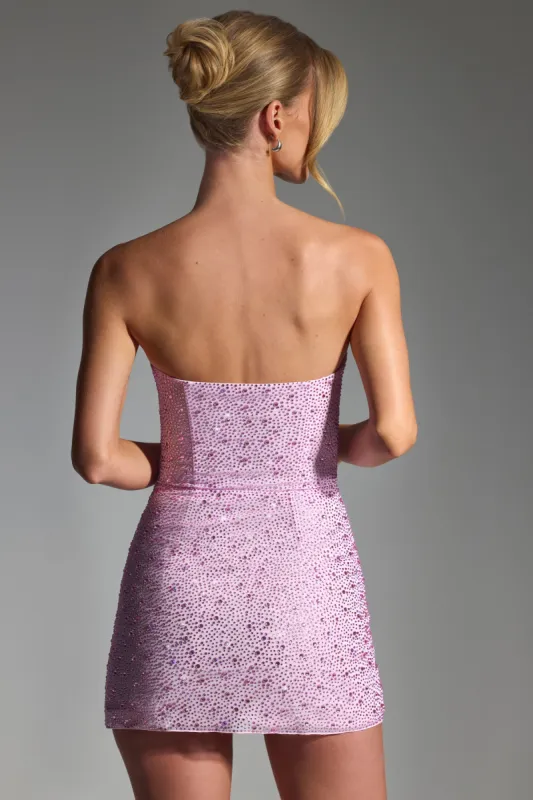 Embellished Strapless Corset Mini Dress in Peony Pink | Parallel