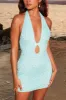 Beaded Mesh Mini Dress in Aqua sold by Oh Polly