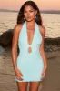 Beaded Mesh Mini Dress in Aqua sold by Oh Polly