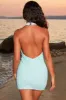 Beaded Mesh Mini Dress in Aqua sold by Oh Polly