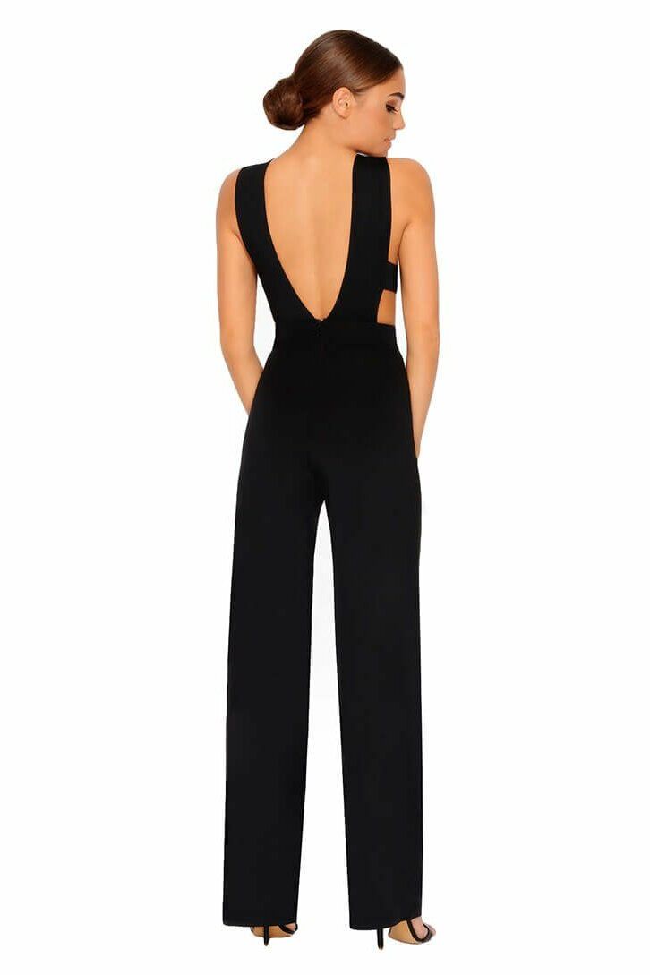 Just Say Flow Double Layered Plunge Jumpsuit in Black sold by Oh Polly product image thumbnail 10
