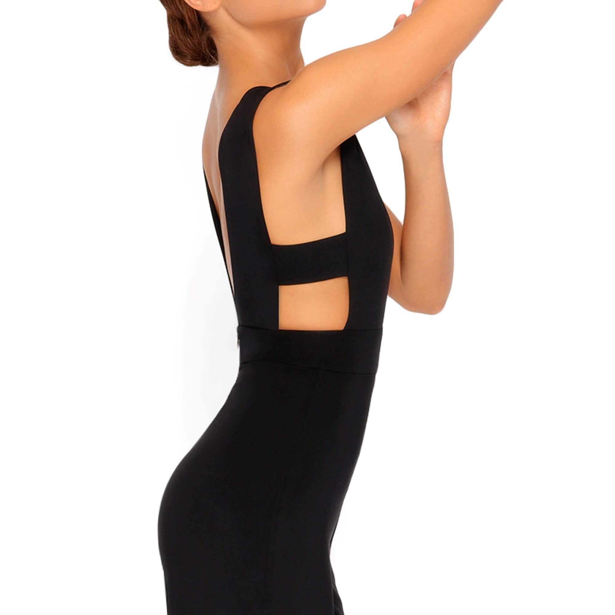 Just Say Flow Double Layered Plunge Jumpsuit in Black sold by Oh Polly product image thumbnail 7