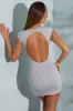 Open Back Cut Out Bodycon Mini Dress in Marled Grey sold by Oh Polly
