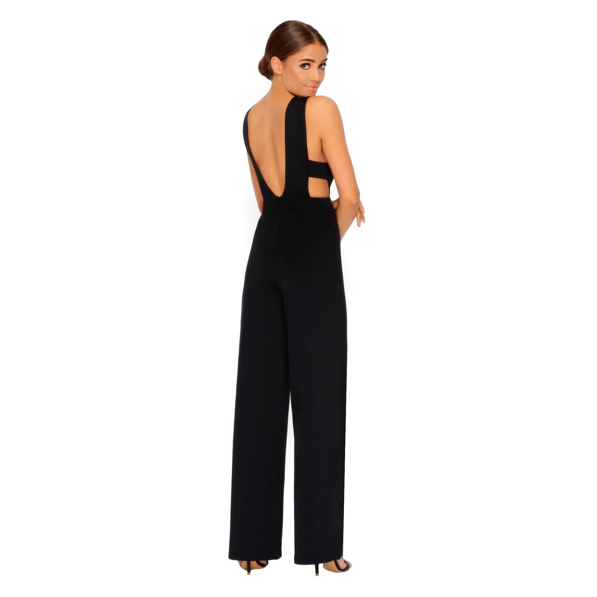 Just Say Flow Double Layered Plunge Jumpsuit in Black sold by Oh Polly product image thumbnail 8