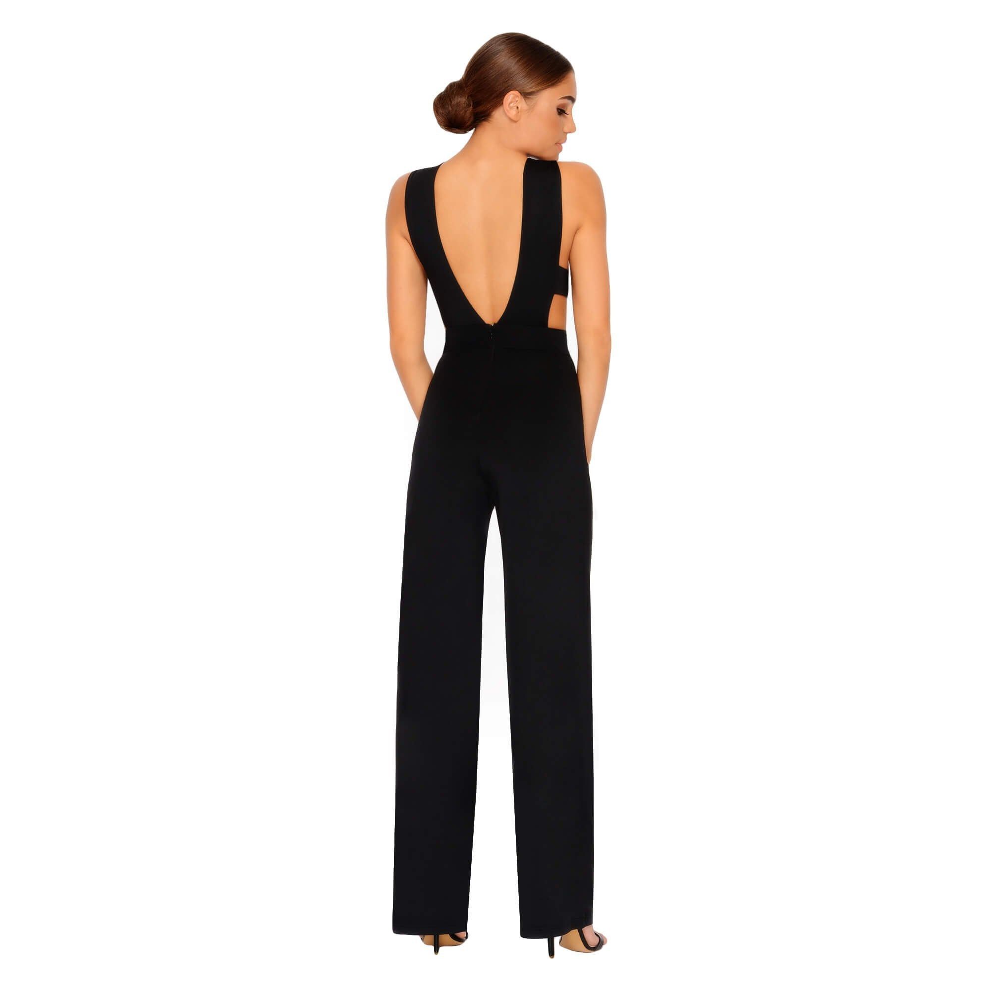 Just Say Flow Double Layered Plunge Jumpsuit in Black sold by Oh Polly product image thumbnail 12