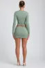 Modal Ruched Mid-Rise Mini Skirt in Sage Green sold by Oh Polly