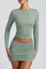 Modal Ruched Mid-Rise Mini Skirt in Sage Green sold by Oh Polly