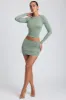 Modal Ruched Mid-Rise Mini Skirt in Sage Green sold by Oh Polly