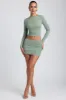 Modal Ruched Mid-Rise Mini Skirt in Sage Green sold by Oh Polly