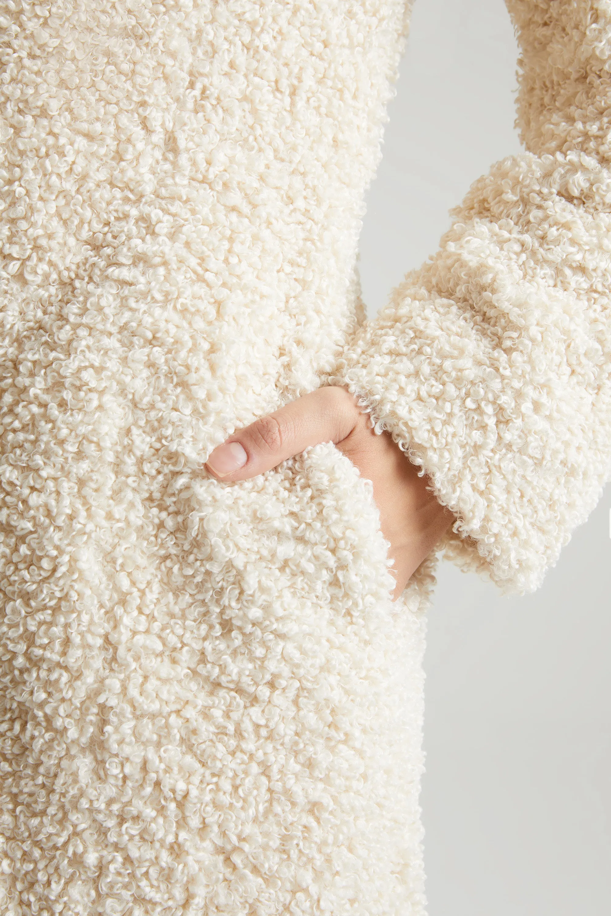 Long Shearling Coat in Cream sold by Oh Polly product image thumbnail 5