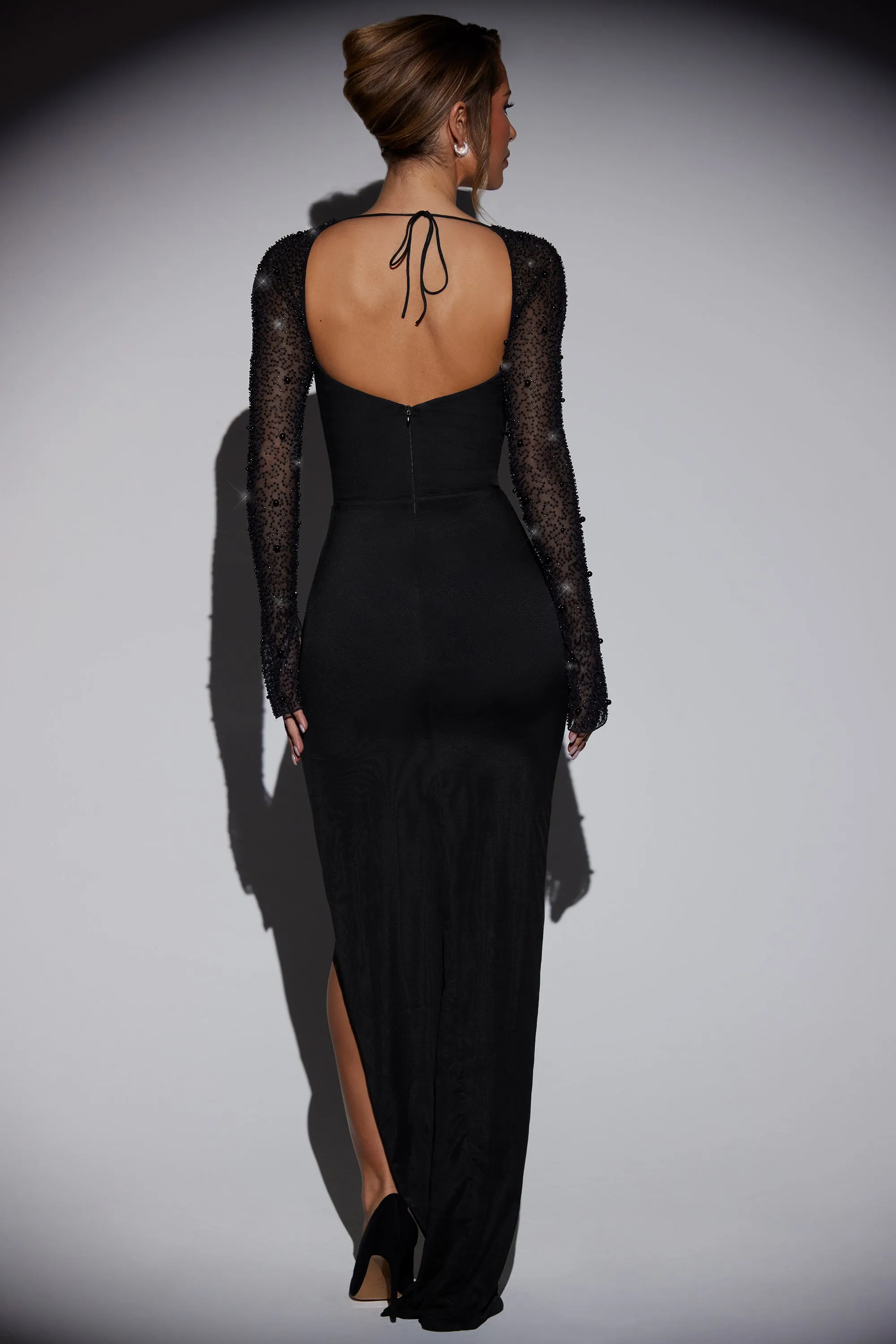 Embellished Side Split Maxi Dress in Black sold by Oh Polly product image thumbnail 2