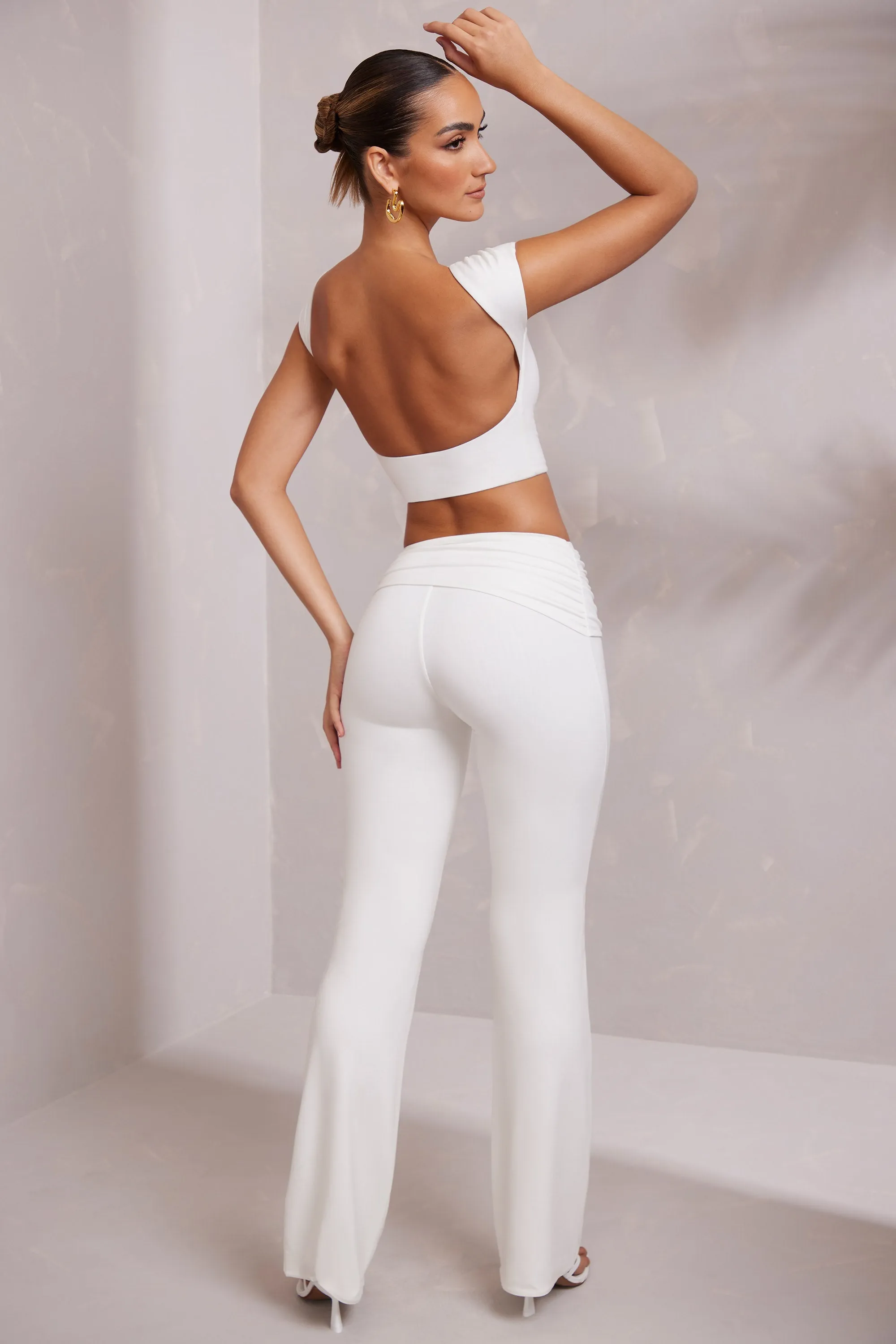 Tall Mid-Rise Straight Leg Trousers in White sold by Oh Polly product image thumbnail 3