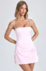 Draped A-Line Mini Dress in Blush sold by Oh Polly