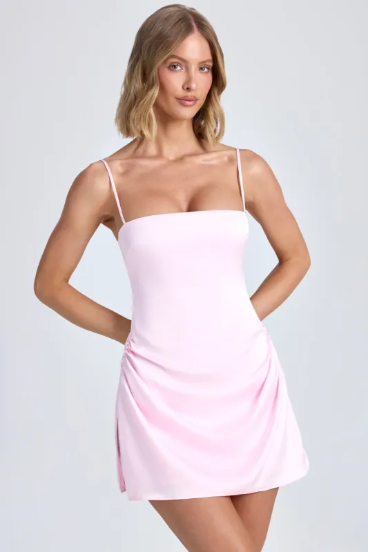 Draped A-Line Mini Dress in Blush sold by Oh Polly
