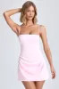 Draped A-Line Mini Dress in Blush sold by Oh Polly