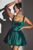 Woven Taffeta Corset Mini Dress in Emerald Green sold by Oh Polly