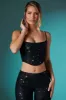 Embellished Lace Corset Crop Top in Black sold by Oh Polly
