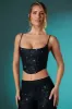 Embellished Lace Corset Crop Top in Black sold by Oh Polly