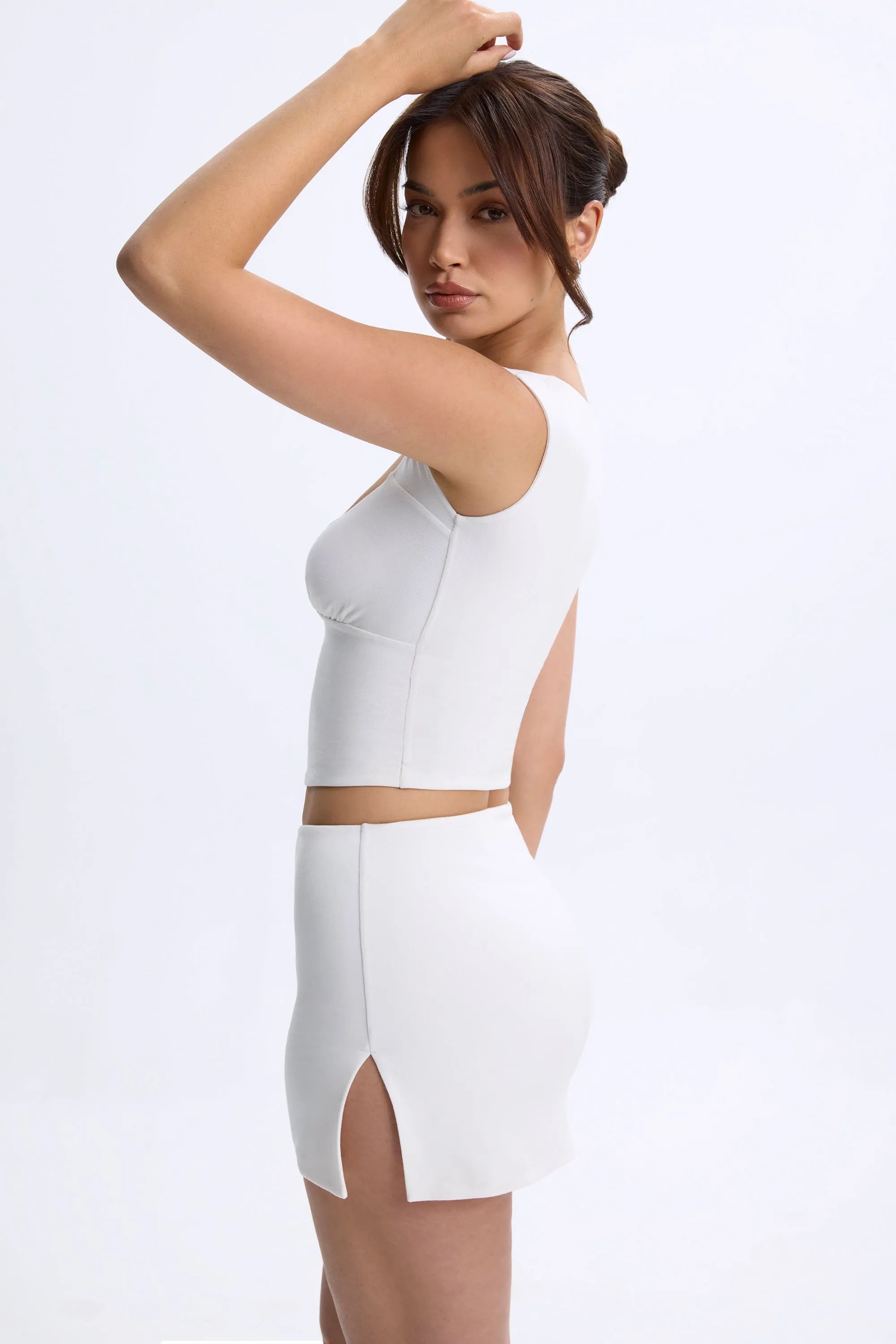 Mid-Rise Micro Mini Skirt in White sold by Oh Polly product image thumbnail 3