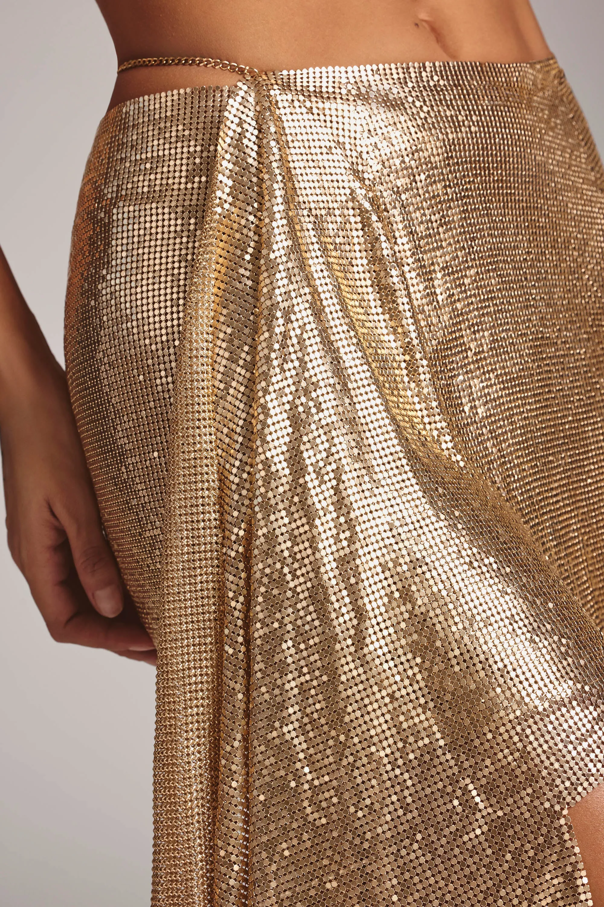 Premium Chainmail Cowl Neck Crop Top in Gold sold by Oh Polly product image thumbnail 5
